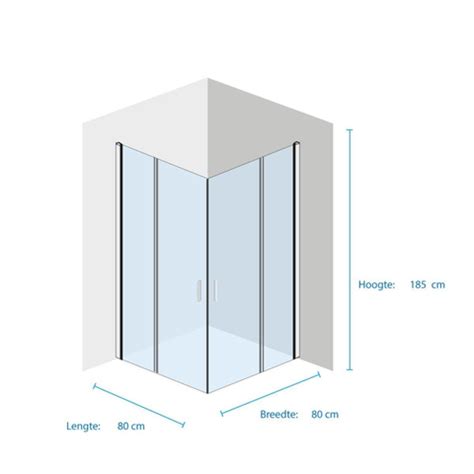 Saniclass Kay Douchecabine X X Cm Vierkant Chroom Profiel En