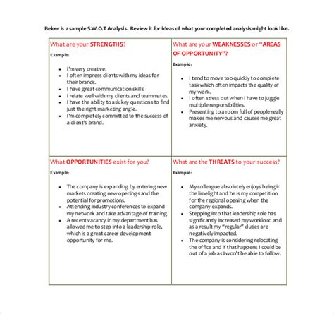 Personal SWOT Analysis Template - 13+ Free Word, Excel, PDF Documents ...
