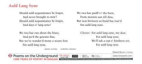 Auld Lang Syne Poems On The Underground