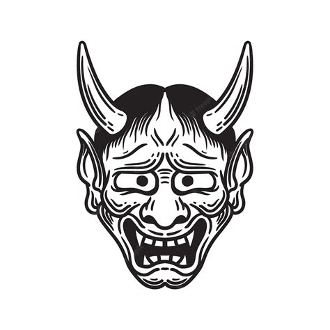 Premium Vector Vintage Illustration Hannya Mask Vector On White