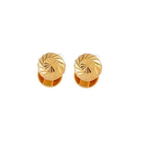 24ct Gold Round Stud Gold Earring Purejewels UK