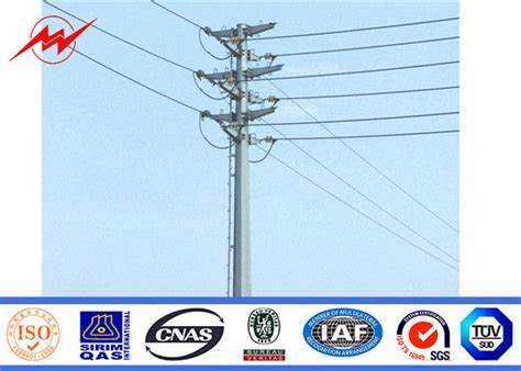 M Hot Dip Galvanization Double Circuit Steel Power Pole For Electrical Transmission