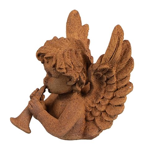 Clayre Eef Decoratie Beeld Engel 12 Cm Bruin Polyresin