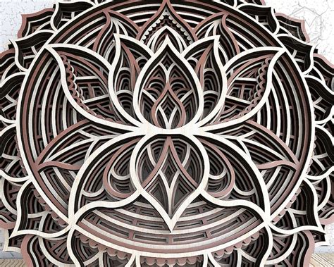 Lotus Flower Mandala Dxf Laser Cut Lotus Dxf Layered Laser Etsy