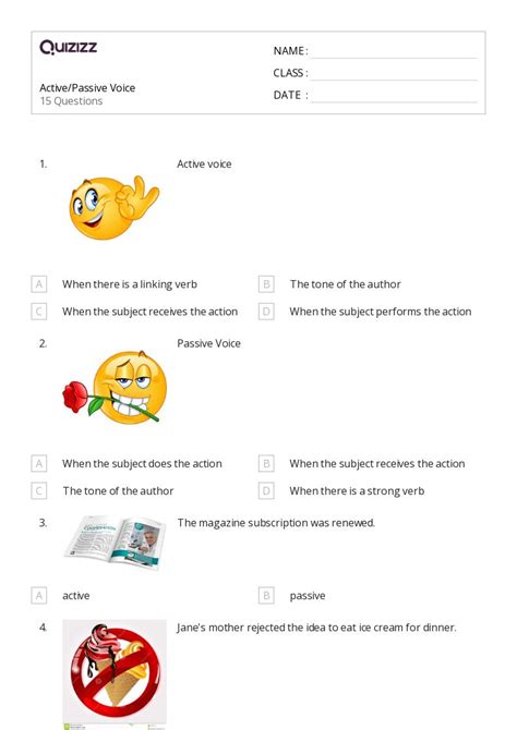 50 Voice In Writing Worksheets For 8th Grade On Quizizz Free And Printable