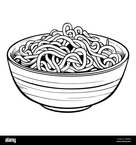 Hand Drawn Delicious Noodles In Doodle Style Isolated On Background