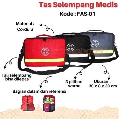 Jual Tas Medis P3K Selempang Tas Kesehatan Medis Perawat First Aid Kit