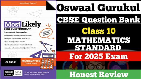 Class 10 Mathematics Standard Question Bank 2024 25 Review Oswal Gurukul Most Likely Qb