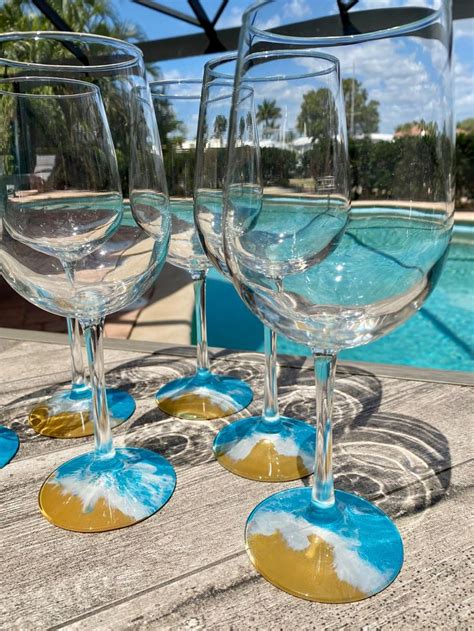 Ocean Theme Wine Glasses Set Of 2 Or 4 Wine Glasses Ocean Decor Beach