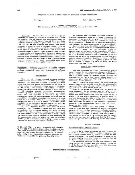 Pdf Frequency Adaptive By Pass Filter For Saturable Reactor