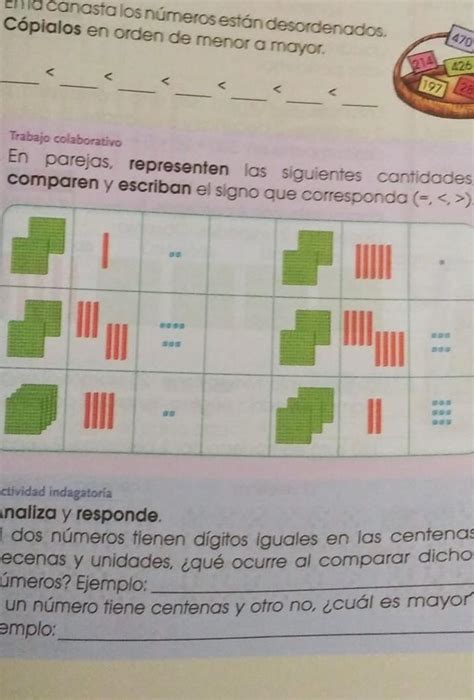 En Pareja Representa En Las Siguientes Cantidades Comparen Y Escriba El