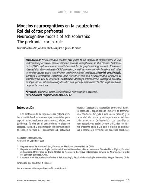 PDF Neurocognitive Models Of Schizophrenia The Prefrontal Cortex Role