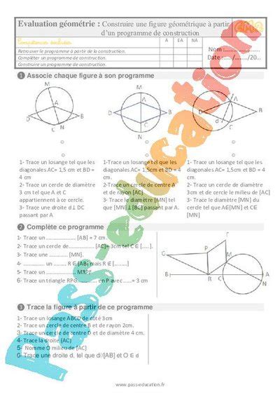 Construire Une Figure à Partir Dun Programme De Construction Au Cm2 Évaluation Bilan Pdf à