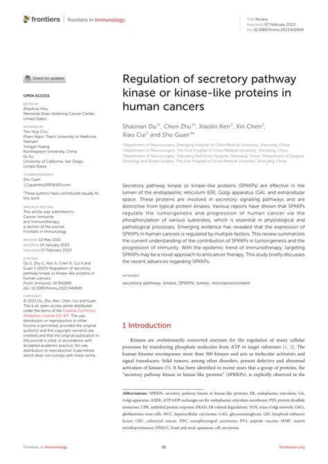 PDF Regulation Of Secretory Pathway Kinase Or Kinase Like Proteins In