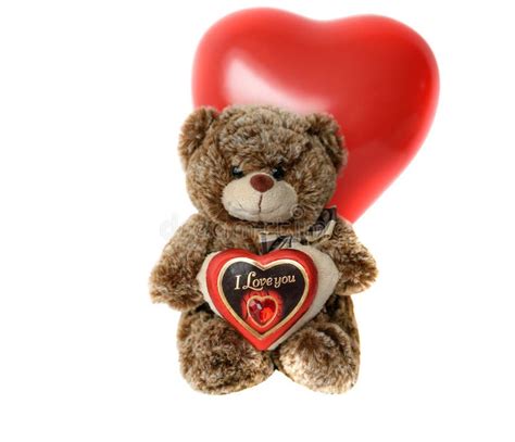 Cute Teddy Bear With Red Heart Stock Photo Image Of Heart Single