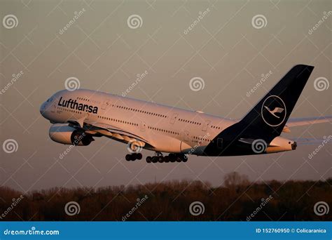 Lufthansa Airbus A380 Taking Off From Airport Editorial Image Image