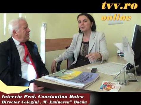 Prof Constantina Hulea Director Colegiul M Eminescu Bacau Youtube