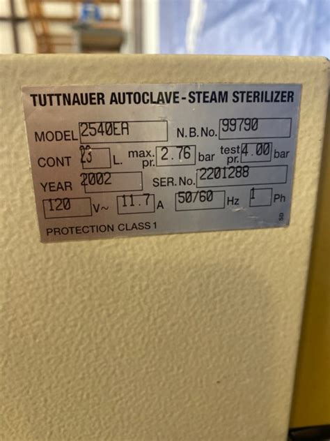 Tuttnauer 2540E Automatic Autoclave Sterilizer For Sale