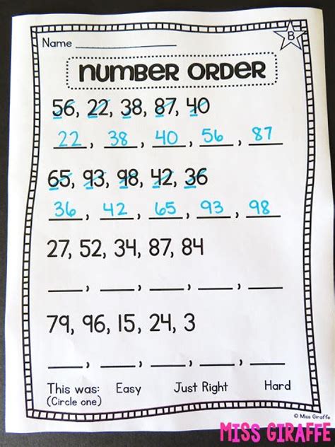 Arranging Numbers From Greatest To Least Worksheet For Kindergarten Pdf