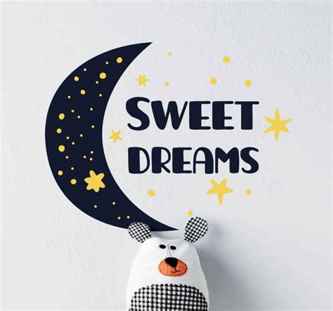 Vinilo Decorativo Dulces Sueños Con Luna Y Estrellas Tenvinilo