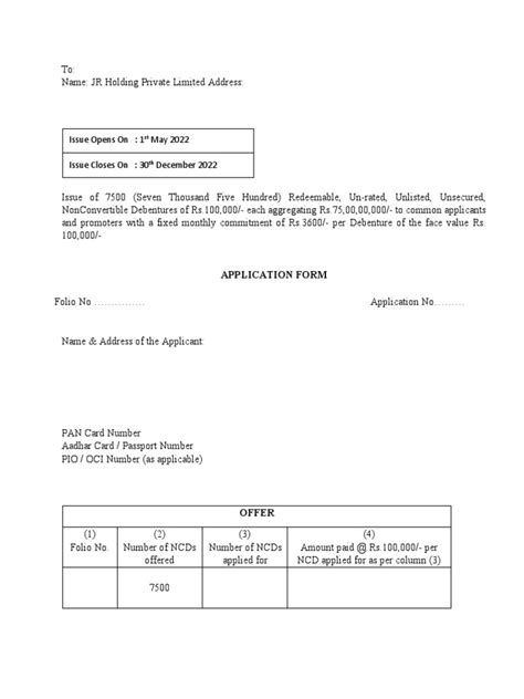 Debenture Application Form Version 2.0 | PDF | Interest | Banks