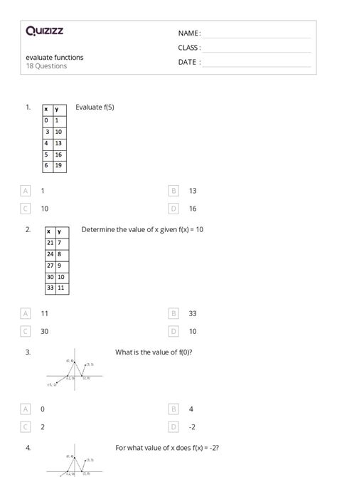 Functions Worksheets For Th Grade On Quizizz Free Printable