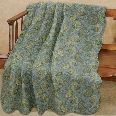 Cozy Line Green Paisley Print 100% Cotton Quilted Throw Blanket - Walmart.com - Walmart.com