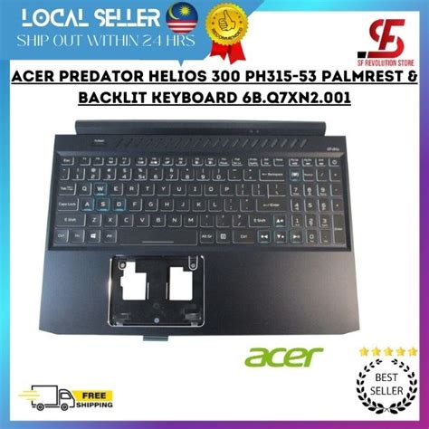 Acer Predator Helios 300 PH315 53 Palmrest Backlit Keyboard 6B Q7XN2