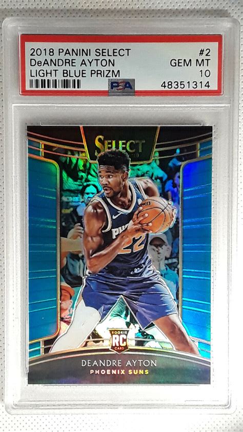 2018 19 Panini Select LIGHT BLUE PRIZM DeAndre Ayton 2 PSA 10 RC Suns