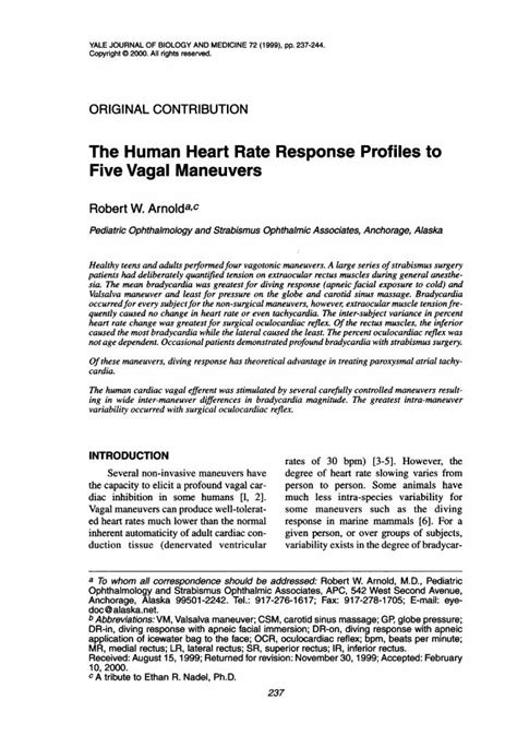 (PDF) TheHuman Heart Rate Response Five Vagal Maneuvers · The choice of ...