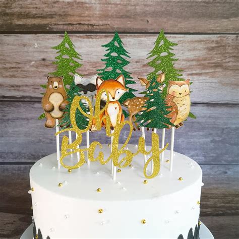 HEETON Woodland Baby Shower Party Supplies Cake Topper Welcome Baby Fox