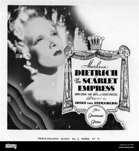 Marlene Dietrich As Catherine The Great Of Russia In The Scarlet