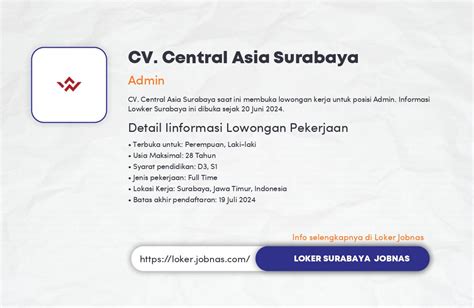 Kumpulan Informasi Cv Central Asia Surabaya Loker Jobnas