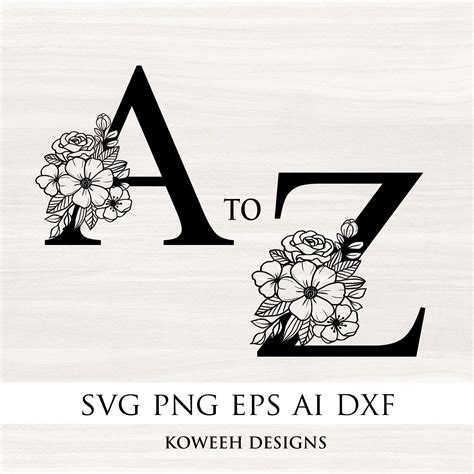 Floral Alphabet Svg Floral Letters A Z Svg Flower Alphabet Etsy