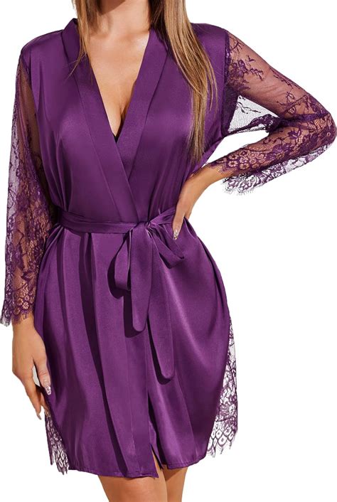 Avidlove Satin Kimono Robes For Women Silk Nightgowns Lace