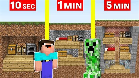 Noob Vs Creeper Underground Base Build Challenge Minecraft Noob And