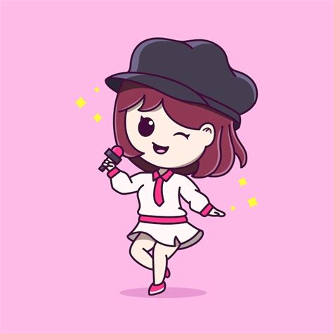 Premium Vector Beauty Cute Singer Cartoon
