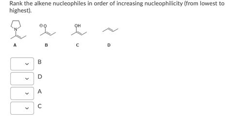 Solved Rank The Alkene Nucleophiles In Order Of Increasing