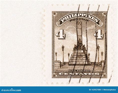 Rizal Monument On Philippines Postage Stamp Of 1948 Editorial Image