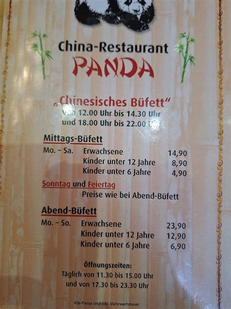 Speisekarte von China Restaurant Panda Kehl Wilhelm Leonhard Straße 2