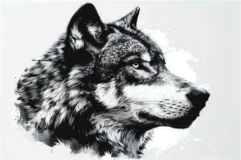 Portrait Of A Wolf Hand Drawn Illustration Of A Wolf Premium AI