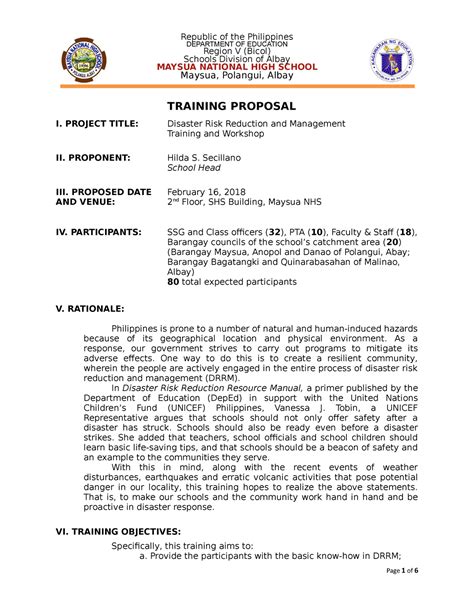 Drrm Training Copy Hello Republic Of The Philippines Department Of Education Region V