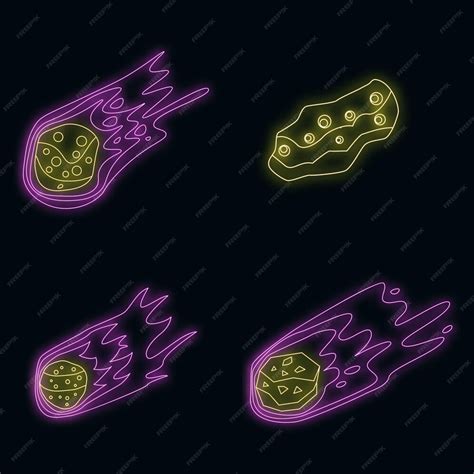 Premium Vector Meteorite Icons Set Vector Neon