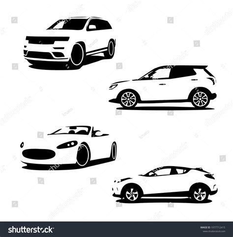 Collection Car Vector Silhouette Illustration Stock Vector (Royalty ...