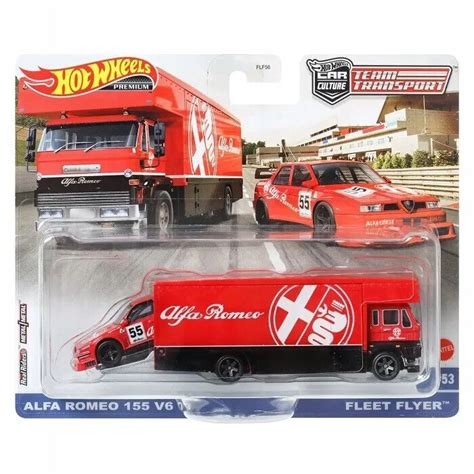 Set Masinute Metalice Hot Wheels Premium Alfa Romeo V Ti Si Fleet Flyer Team Transport Nr