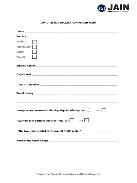 Fillable Online Traveler Health Declaration For Primary Exit Fax Email Print Pdffiller