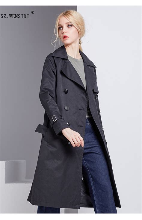 85366quality 2018 Autumn New High Fashion Brand Woman Classic Double Breasted Trench Coat