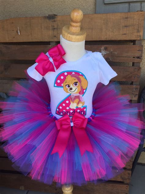 Skye Paw Patrol Birthday Tutu Outfit Dress Set Handmade 1st Etsy