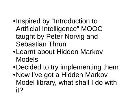 A Hidden Markov Model Library Ppt