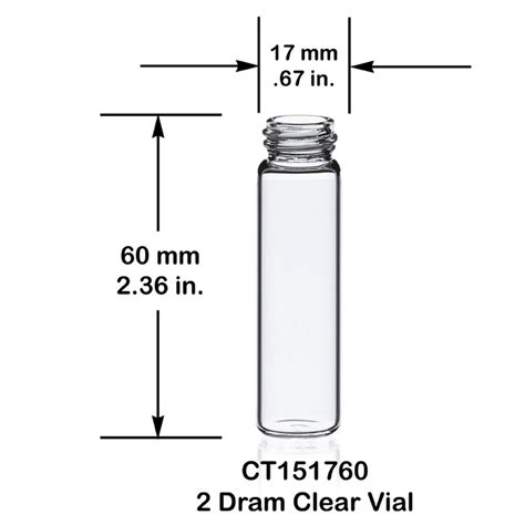 2 Dram Clear Glass Vial W Cap